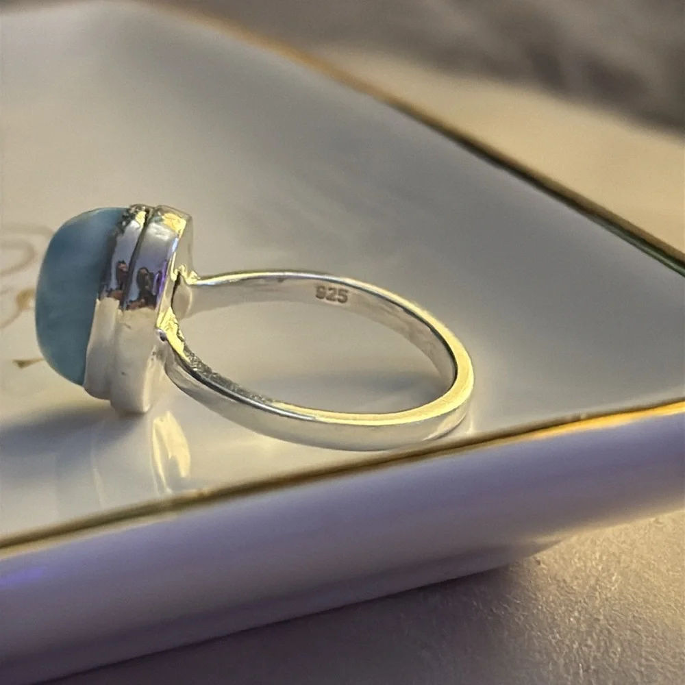 Bold Larimar Silver Statement Ring - Picture 4 of 6